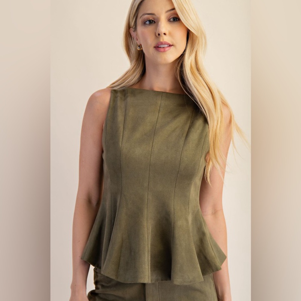 #143 Essence Suede Peplum Top